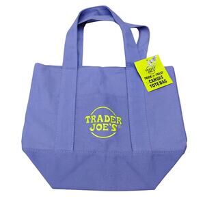 Trader Joe's New Halloween Canvas Tote Bag Purple Embroidered Logo